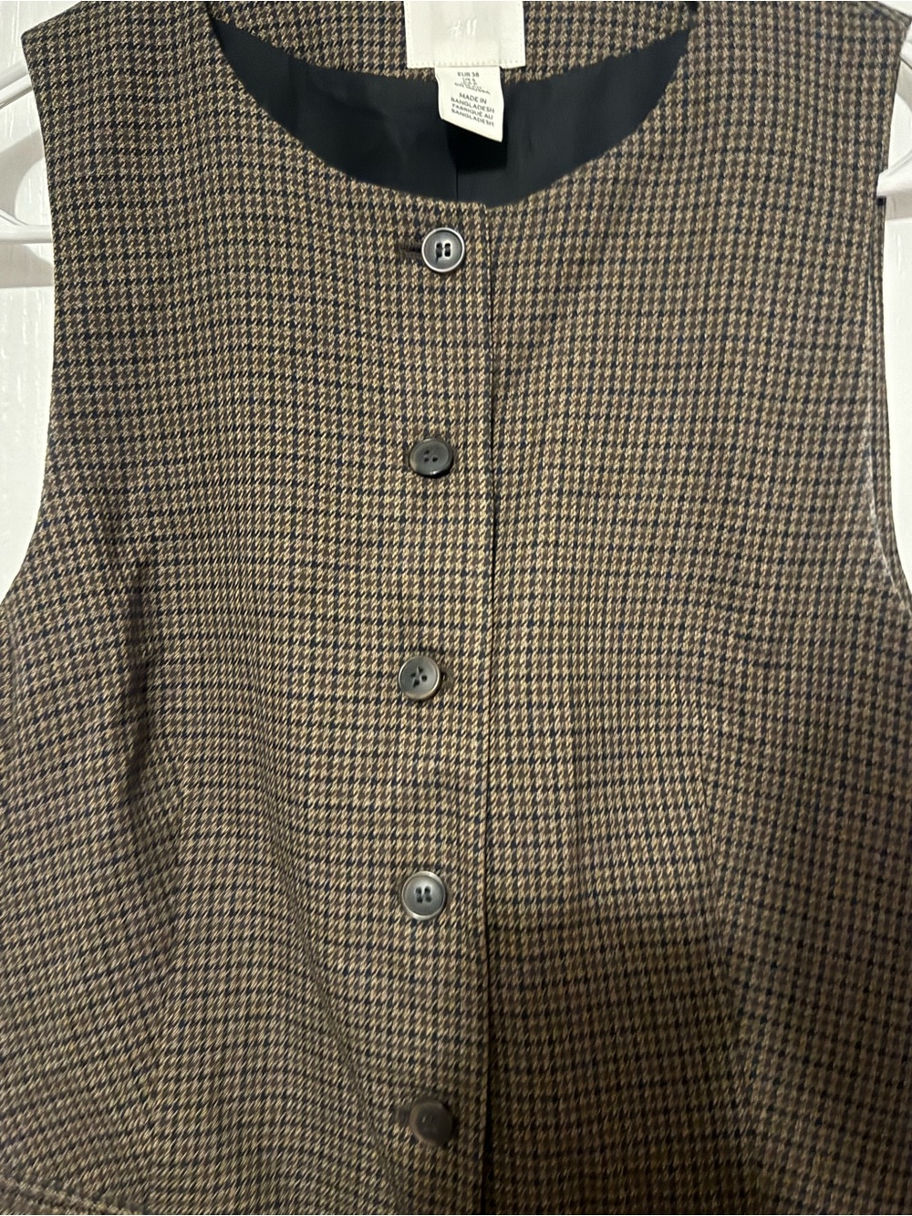 H&M Brown and Black Houndstooth Vest